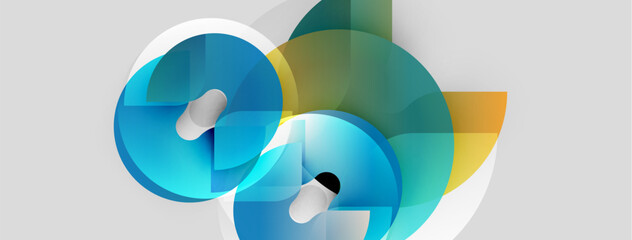 Fototapeta premium Abstract design features overlapping translucent circles, vibrant colors, smooth gradients. Modern, dynamic composition evokes fluidity, innovation.
