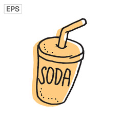 Soda Cup with Straw Illustration