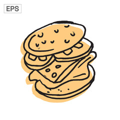 Delicious Hand-Drawn Burger with Fresh Ingredients