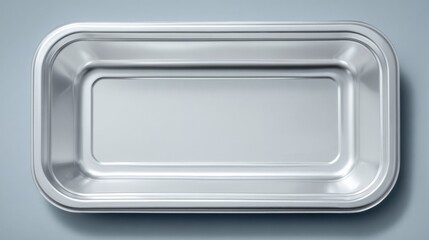 Minimalist Silver Aluminum Foil Tray on Light Background