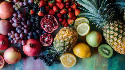 Vibrant Fresh Fruits Arrangement with Pineapple and Berries
