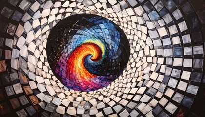 Colorful spiral in mosaic