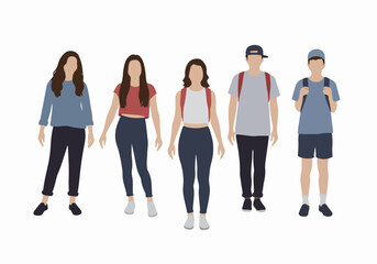 Obraz premium Group of young people walking together with transparent background