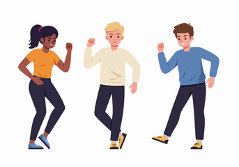 Fototapeta premium Three friends celebrating with raised fists