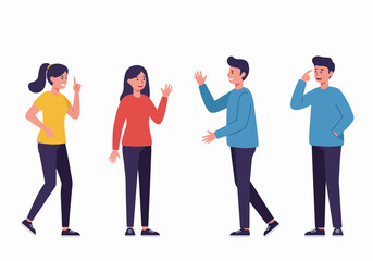 Fototapeta premium Four people gesturing with casual clothing