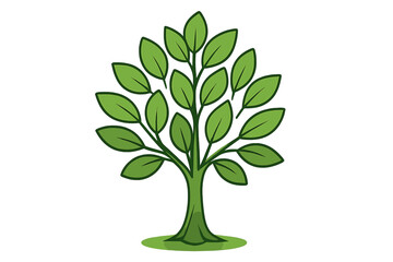 Green tree vector illustration. Simple modern cartoon symbol representing nature, growth, ecology and life. Isolated eco-friendly icon for environment or organic concept logo.