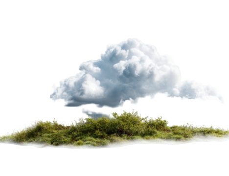 A puffy white cloud above a patch of green grass - Powered by Adobe