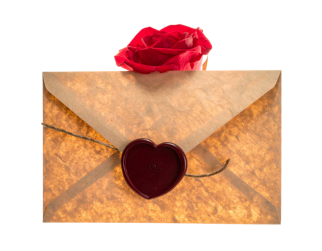  “Vintage Envelope with Heart-Shaped Seal, isolated on transparent background”. - Powered by Adobe