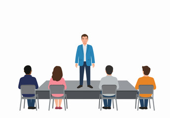 Presentation with speaker and audience on stage