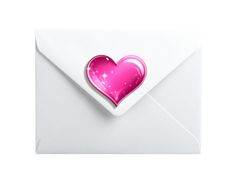  “Valentine’s Day Love Envelope with Heart Sticker, isolated on transparent background”.