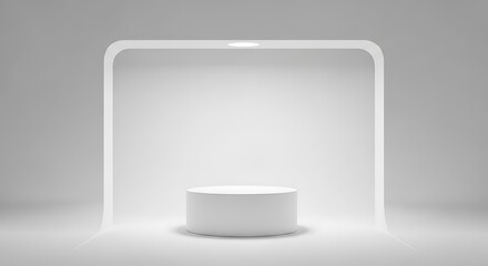 Minimalist White Cylindrical Display Platform with Subtle Curved Lighting