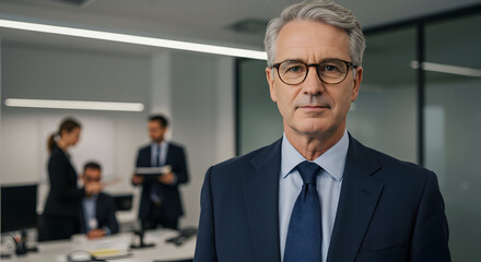 Confident Senior Businessman Leader Corporate Executive Professional Manager Team Success Achievement Goal Strategy Vision Portrait