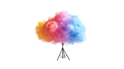 Colorful cloud atop a tripod