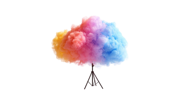 Colorful cloud atop a tripod