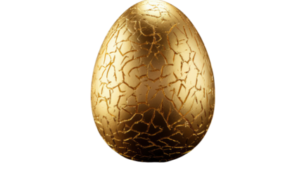 Golden egg with distinctive crackling texture luxury wealth symbol isolated on white background