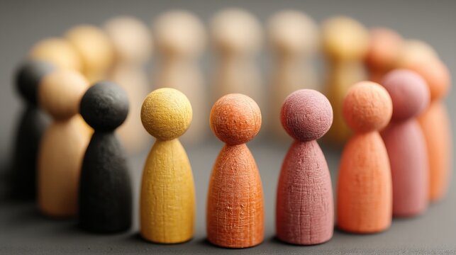 Group of wooden figures symbolizing trust in a machine-curated environment representing human connections