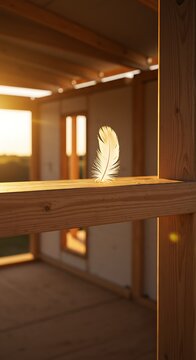 夕陽の羽根と木造 (Yūhi no hane to mokkozō)