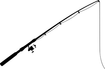 fishing rod silhouette, fishing rod icon, vector illustration
