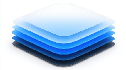 Blue square icon representing algorithmic data layer concepts for insight-prioritized information and digital analysis