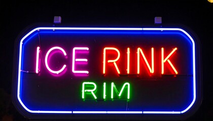Fototapeta premium Neon sign advertising an ice rink