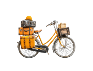 Vintage bicycle loaded with luggage