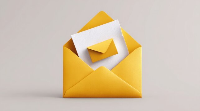 Envelope with a piece of paper sticking out representing seamless messaging strategy in automated pitch flow concept