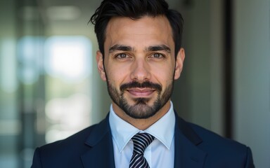 Portrait of middle eastern businessman looking at camera. High quality