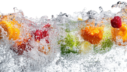 Fresh fruits in water splash
