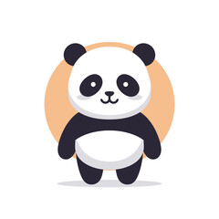 Fototapeta premium A cute cartoon panda standing against a simple background.