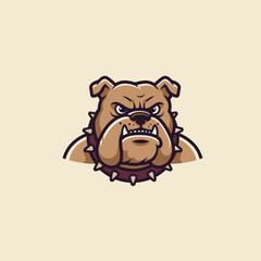 A fierce bulldog illustration with a spiked collar, designed for branding or sports themes.