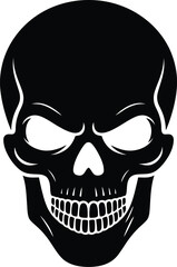 Fototapeta premium Black skull with white eyes and teeth vector