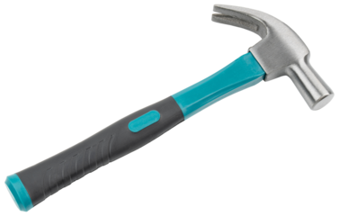 Hammer. Claw Hammer. Forged steel stubby tack hammer with shock-absorbing leather handle for driving and pulling out nails. Professional workshop tools. Macro photography. Isolated background