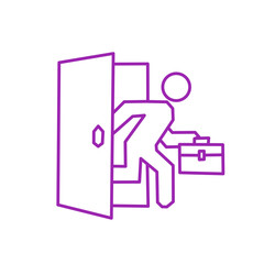 Employee Exit Line Icon – Business Trip and Office Leave Symbol