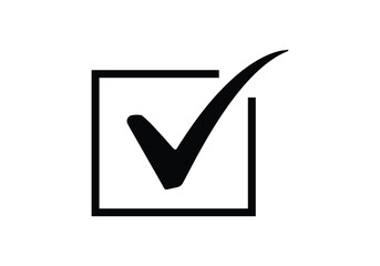 black checkbox with checkmark, completion symbol design, selection icon for business, checked graphic illustration, stock image for ui design, confirmation symbol vector