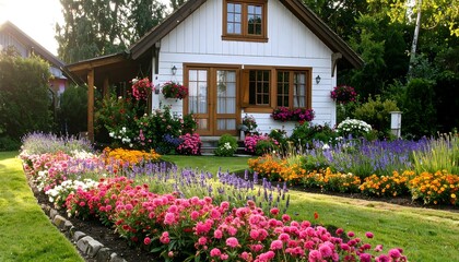 Cottage Garden in Summer Sunlight