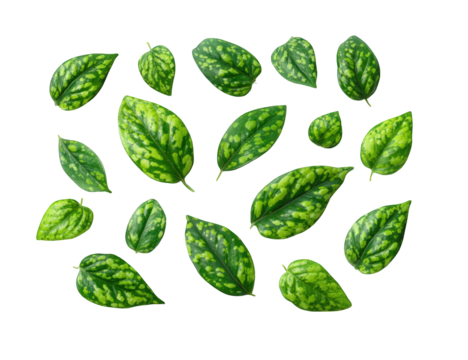 A collection of patterned leaves