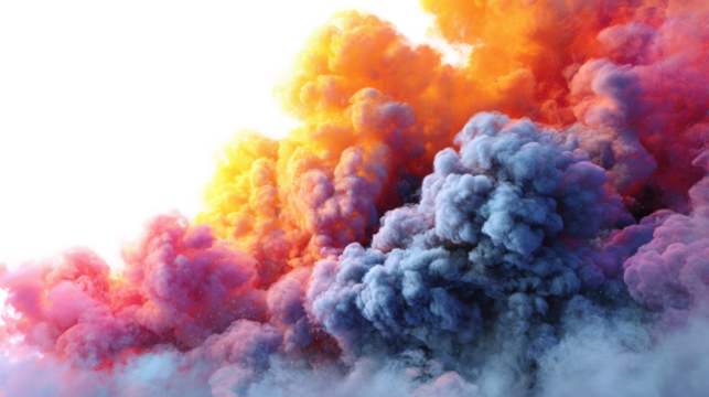 Vibrant multicolored smoke cloud
