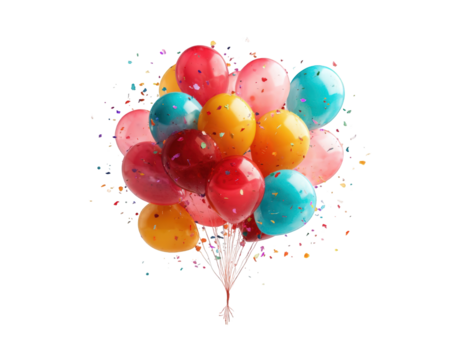 Colorful balloons clustered together