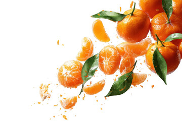 Fresh tangerines in motion