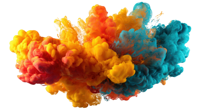 Vibrant multicolored ink explosion against black