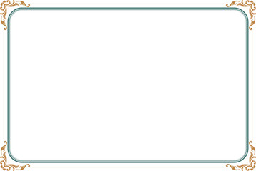 Elegant Vintage Gold Green Frame with Ornate Curved Corners. 922