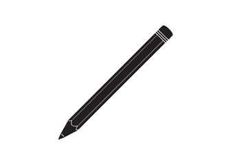 Vector illustration of pencil silhouette, writing and drawing tool black icon isolated.