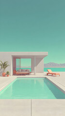 Fototapeta premium Modern house with pool and ocean view