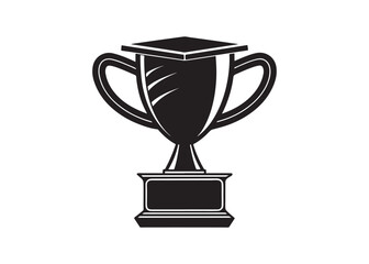Champion trophy cup black silhouette vector illustration isolated.