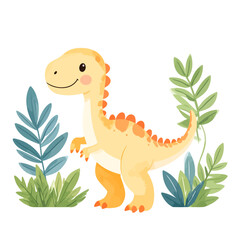 Adorable cartoon yellow dinosaur illustration.