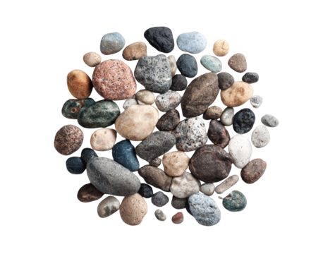 Circular cluster of various colorful stones