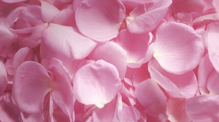 Fototapeta premium Set against a backdrop of pink rose petals, rose petals, pink and white rose petals present a rose petal texture, highlighting the soft and delicate floral details.