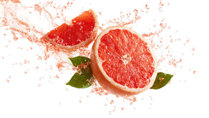 Fresh grapefruit slices in a splash of juice