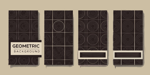 Modern geometric pattern with concentric circles and squares on a neutral background