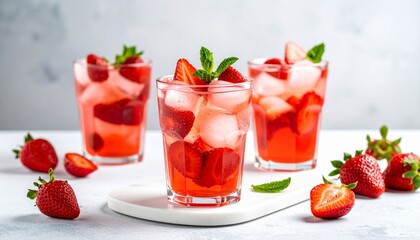 Refreshing strawberry ice drinks, Generated with AI.
